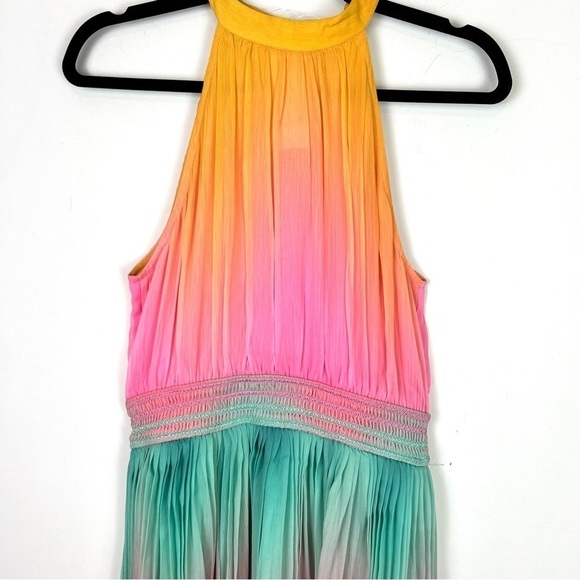 Rococo Sand Maxi dress women M Zale Halter Pink Multicolor Vacation Tropical - Picture 6 of 13